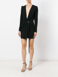 gathered V-neck mini dress