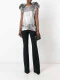 ruffle trim high shine top 