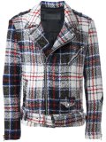 plaid checked biker jacket