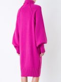 raw edge 'funnel neck' dress