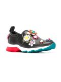flower appliqué slip-on sneakers