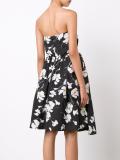 orchid print strapless dress