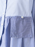 striped ruffled buttoned blouse