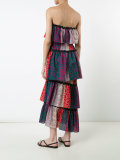 strapless multi-print dress