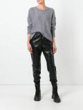 leather straight leg trousers