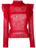 ruffled shoulders turtleneck jumper