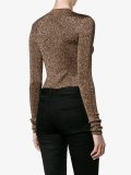 metallic knit crew neck sweater