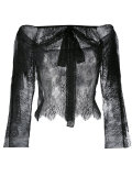 lace off-shoulder bow blouse