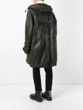 hooded leather coat