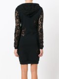 lace panel hoodie dress