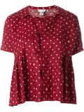 dots print lace detailing blouse