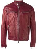 zipped panel leather jacket