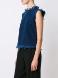 raw edge denim tank top