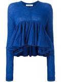 cropped pleated knitted top