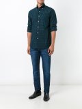 button down collar black watch pattern shirt
