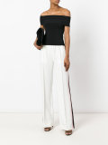 contrast panel flared trousers