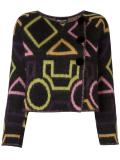 geometric print cropped jacket