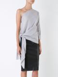striped one sleeve tie top