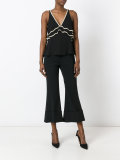 vest with contrast colour neck and frill detail