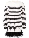 lace hem striped sweater