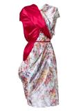 contrast print dress