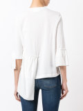 three-quarters sleeve ruffled blouse