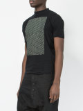 weave print funnel-neck T-shirt
