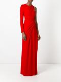 draped one shoulder gown
