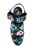 cross-over floral sandals 