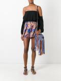 abstract print pleated shorts