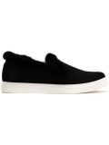 fur trim slip-on sneakers