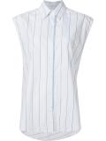 Striped Sleeveless Lace Back衬衫