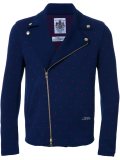 dotted back quote biker jacket