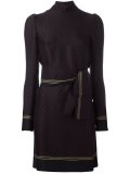 belted polka dot print dress