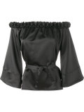 ruffle-trimmed off shoulder blouse