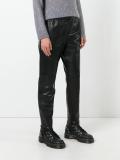leather straight leg trousers