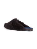 textured fur flat mules