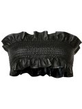 shirred leather boob tube