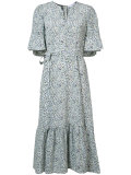 belted floral print dress 