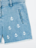 anchor print denim shorts