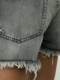 shredded trim denim shorts 