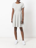 pleat detail flared dress