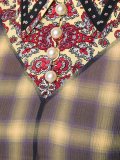 paisley collar sheer checked shirt