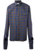 elongated sleeve check shirt