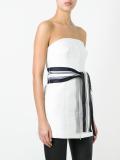 belted strapless blouse