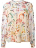 bird print blouse
