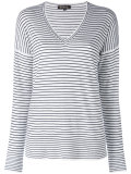 striped V-neck jumper