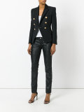 coated slim fit trousers