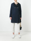 collarless buttoned coat