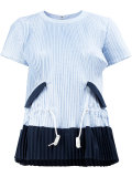 plissé flared blouse